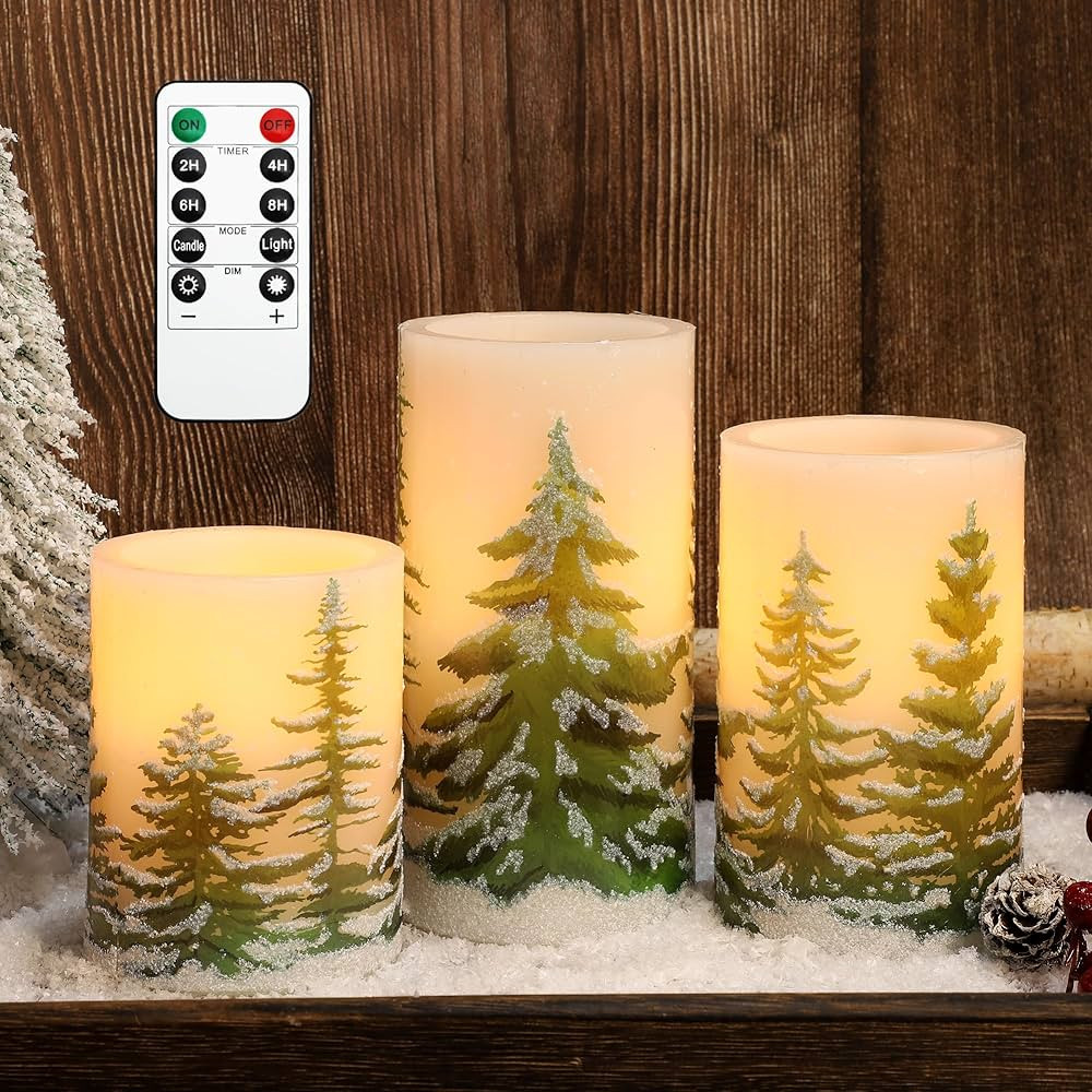 MELTONE Christmas Tree Flameless Candles Remote: Real Wax Flickering Battery Operated Candles - H... | Amazon (US)