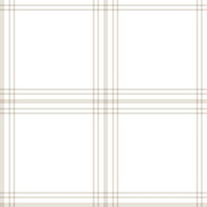 Windowpane Plaid - Greige on white, Large Scale Wallpaper bydevondesignco | Spoonflower