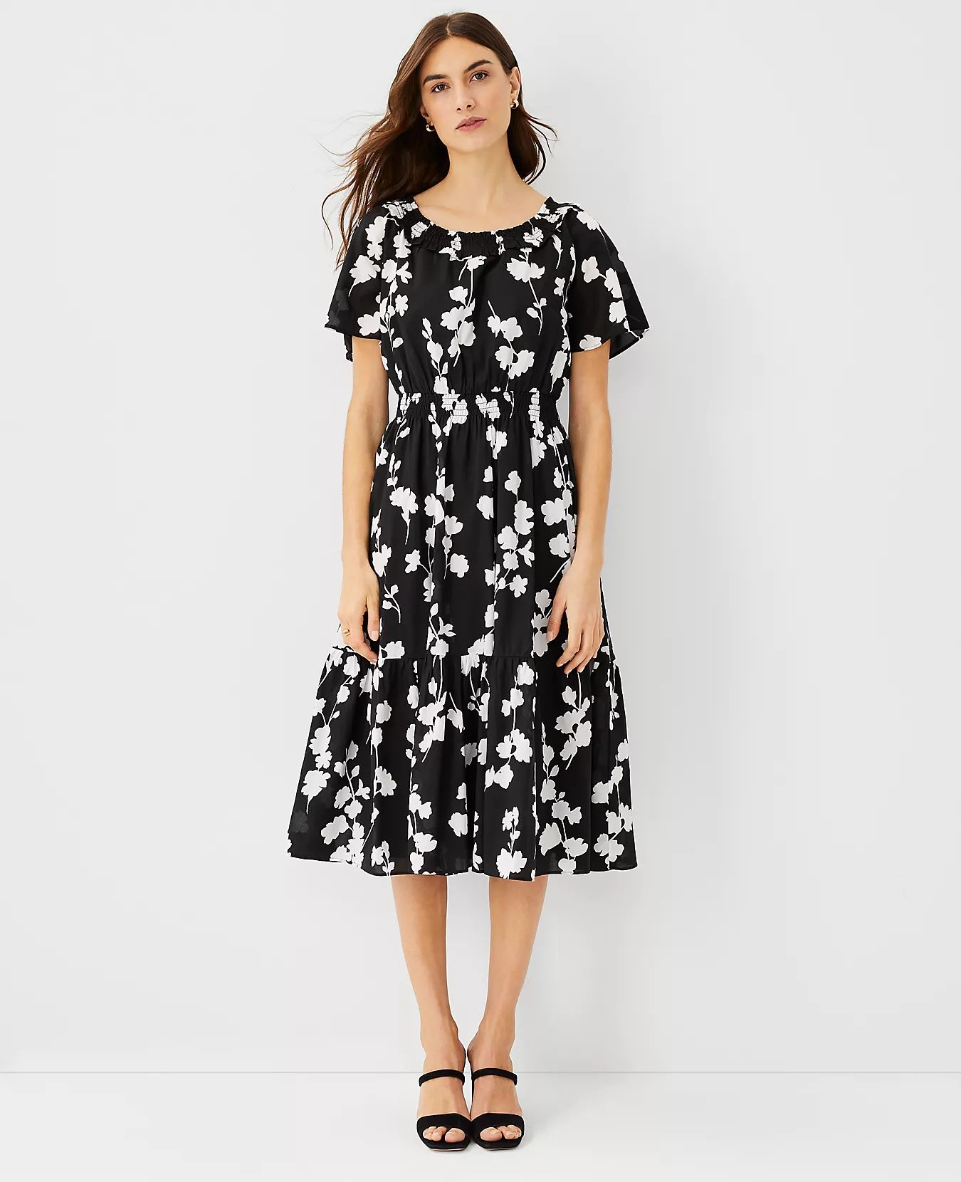 Floral Smocked Midi Dress | Ann Taylor (US)