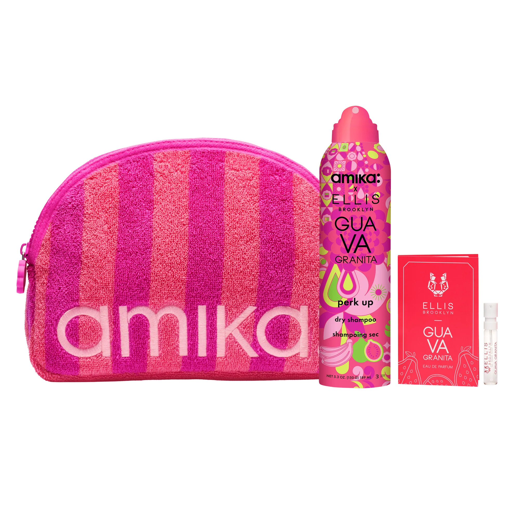 amika x Ellis Brooklyn  limited-edition perk up GUAVA GRANITA dry shampoo bundle set | amika US