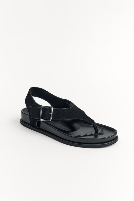 SUEDE FLAT SANDALS | Zara US