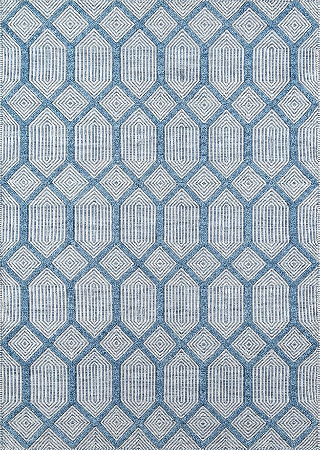 Erin Gates by Momeni Langdon Cambridge Blue Hand Woven Wool Area Rug 5' X 8' | Amazon (US)