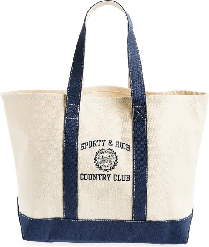 Sporty & Rich Varsity Crest Embroidered Cotton Tote | Nordstrom | Nordstrom