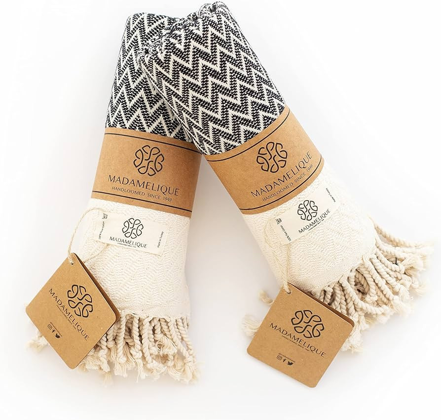 Madamelique Exclusive Hand Towels Set of 2-18 x 40 Inches - Decorative Bathroom Peshtemal Towel f... | Amazon (US)