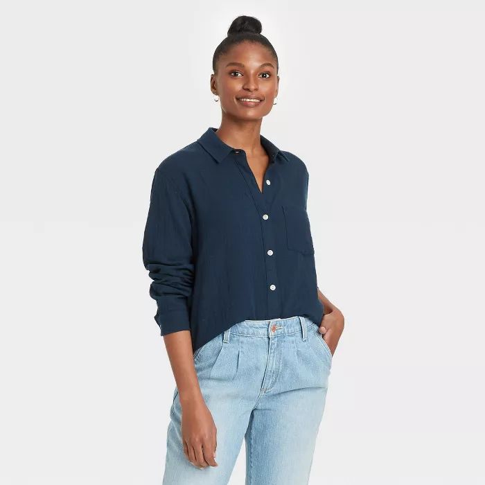 Women's Long Sleeve Gauze Button-Down Shirt - Universal Thread™ | Target