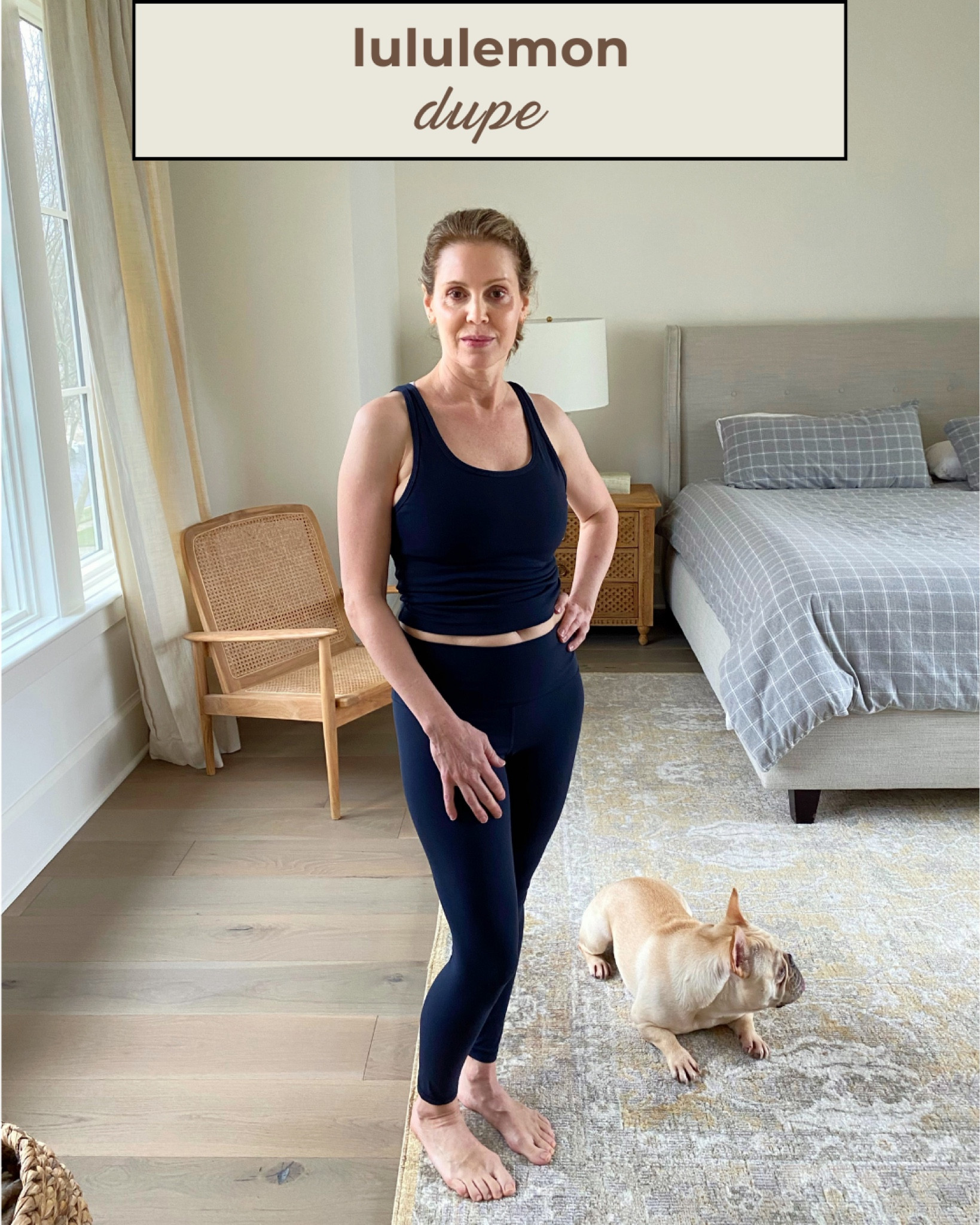 lululemon dupe
lululemon align pant dupe
lululemon align tank dupe
lululemon leggings dupe
lululemon tank dupe 
lululemon yoga
yoga clothing 
activewear

I am 5'4" and 114 lbs

I wear a small in the tank and pants.  
The tank and pants are navy.
They are so comfortable and flattering!

#LTKfitness #LTKfindsunder50