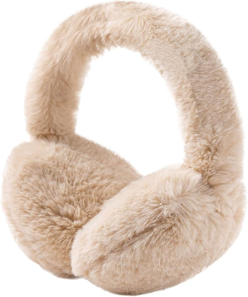 Foldable Ear Muffs for Women, Faux Fur Adjustable Earmuffs for Winter | Amazon (US)