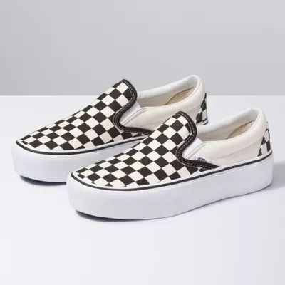 Vans Slip-On Platform (black and white checker/white) | Vans (US)