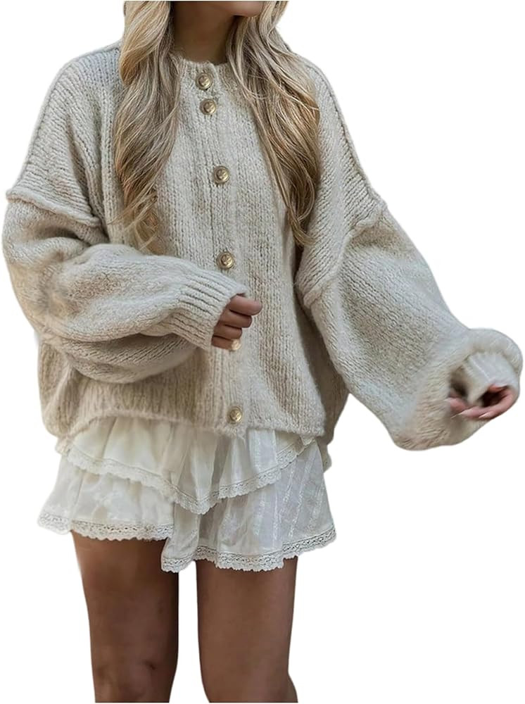 Verdusa Women's Old Money Chunky Cardigan Sweaters Oversized Sweaters Cozy Cardigans Winter Cloth... | Amazon (US)