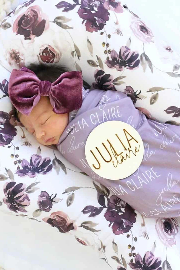 Personalized Dusty Purple Baby Name Swaddle Blanket | Caden Lane