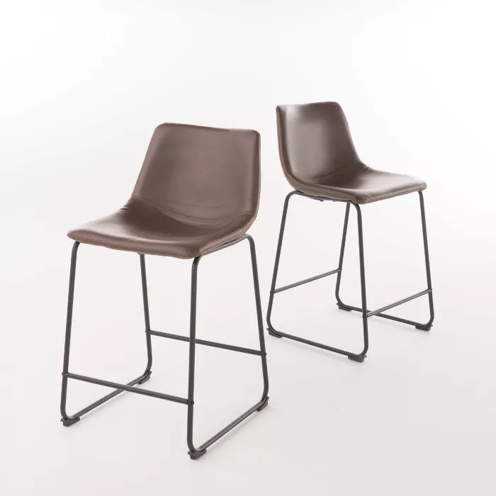 Set of 2 Cedric Counter Stool Vintage Brown - Christopher Knight Home | Target
