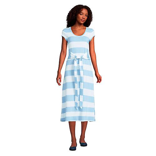 Women's Light Weight Cotton Model Convertible Tie Waist Midi Dress | Lands' End (US)