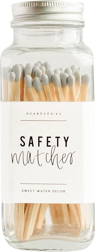 Sweet Water Decor 4" Grey Safety Matches - Glass Jar | Approx. 60 Matches | Matchsticks | Home De... | Amazon (US)