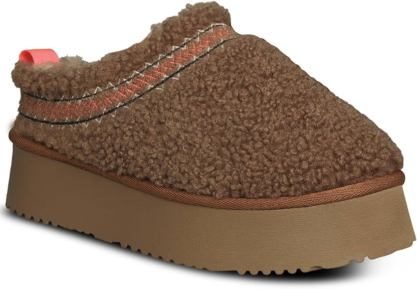 Platform Braid Slippers Fluffy Warm Fur-lined Mini Platform Slippers Fuzzy Anti-Slip Snow Boots f... | Amazon (US)