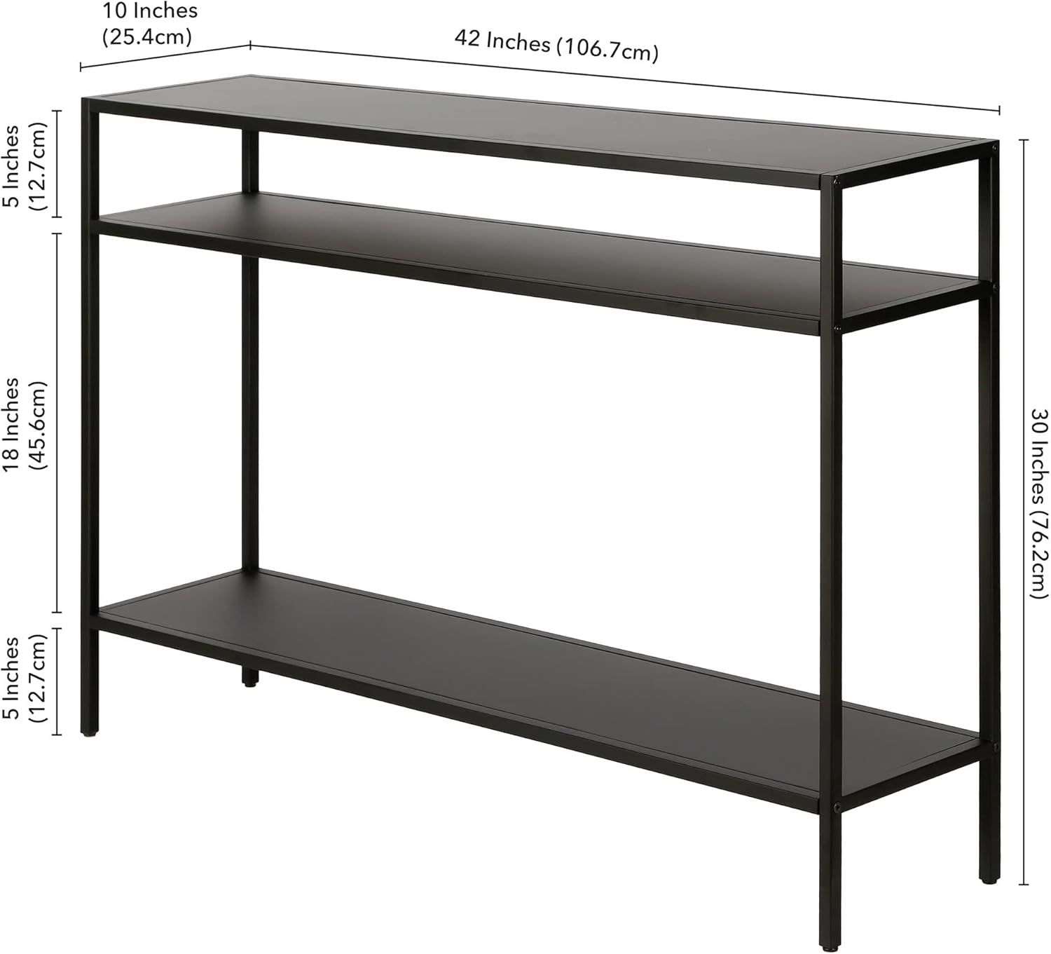 Ricardo 42'' Wide Rectangular Console Table with Metal Shelves in Blackened Bronze | Amazon (US)