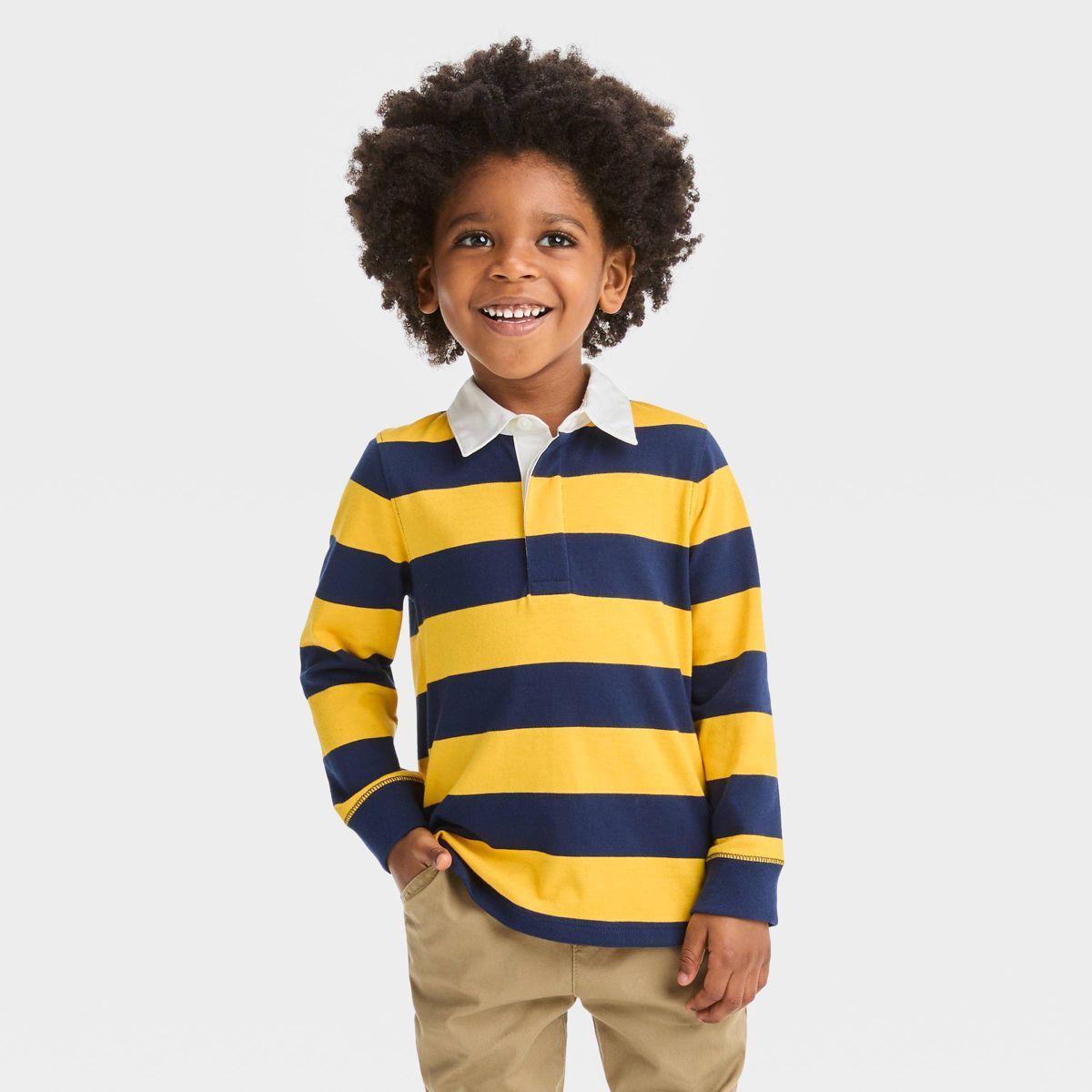 Toddler Boys' Long Sleeve Rugby Shirt - Cat & Jack™ Gold 4T | Target