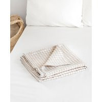 Natural Gingham Linen Flat Sheet - Neutral Check Top Stonewashed Soft Bedding Timeless Cottage Style Queen King Sizes | Etsy (US)