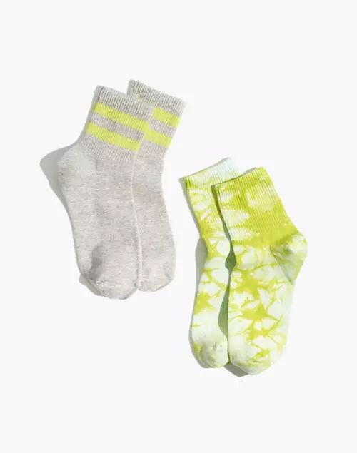 Two-Pack Ribbed Neon Tie-Dye Ankle Socks | Madewell