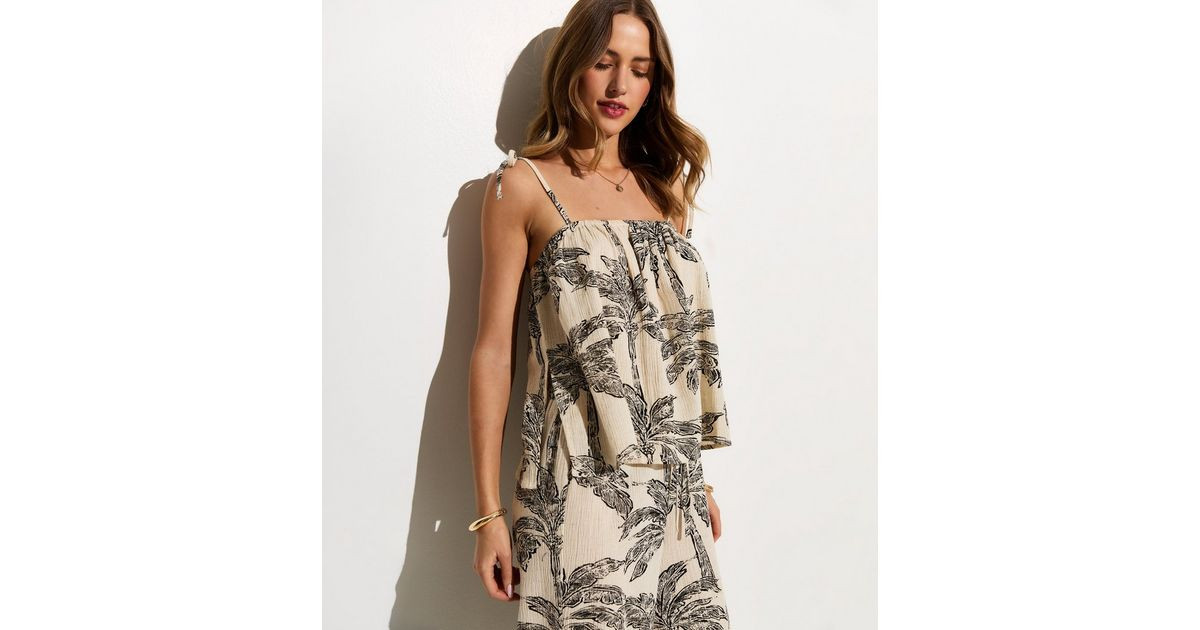 Cream Palm Tree Beach Cami Top | New Look | New Look (UK)