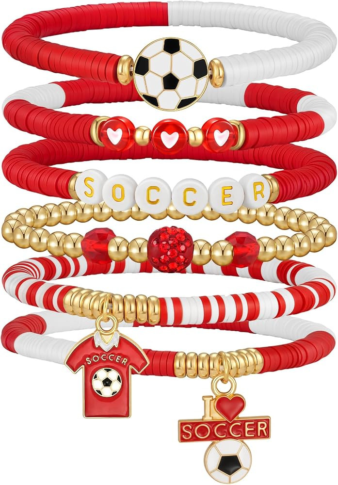2026 World Soccer Cup Soccer Bracelets for Women Men, Stackable Soccer Jewelry Game Day Fan Acces... | Amazon (US)