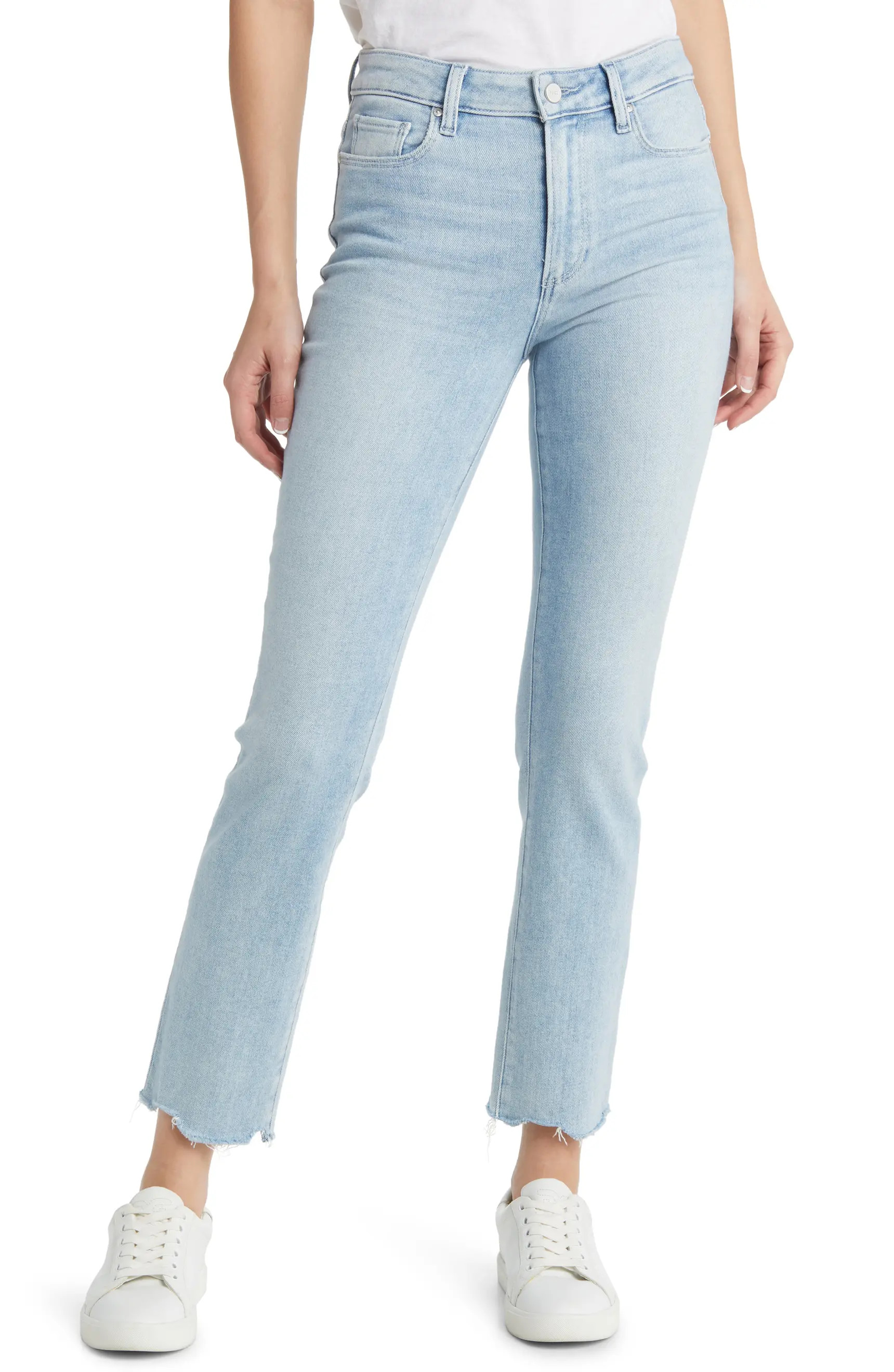 Cindy Frayed High Waist Straight Leg Jeans | Nordstrom