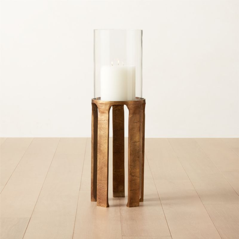 Diante Antique Brass Hurricane Candle Holder 27.5'' | CB2 | CB2