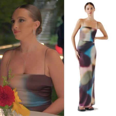 Alexia Umansky’s Long Water Color Print Dress on Buying Beverly Hills Season 2 Episode 10