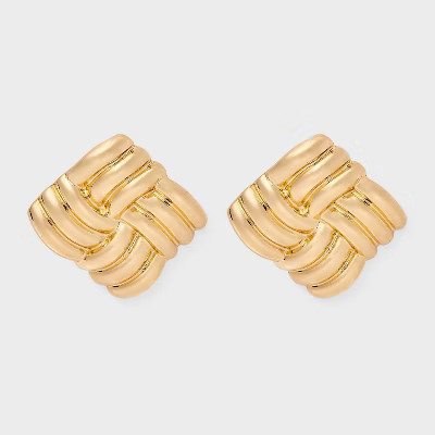 Woven Ribbed Square Post Earrings - A New Day™ Gold | Target