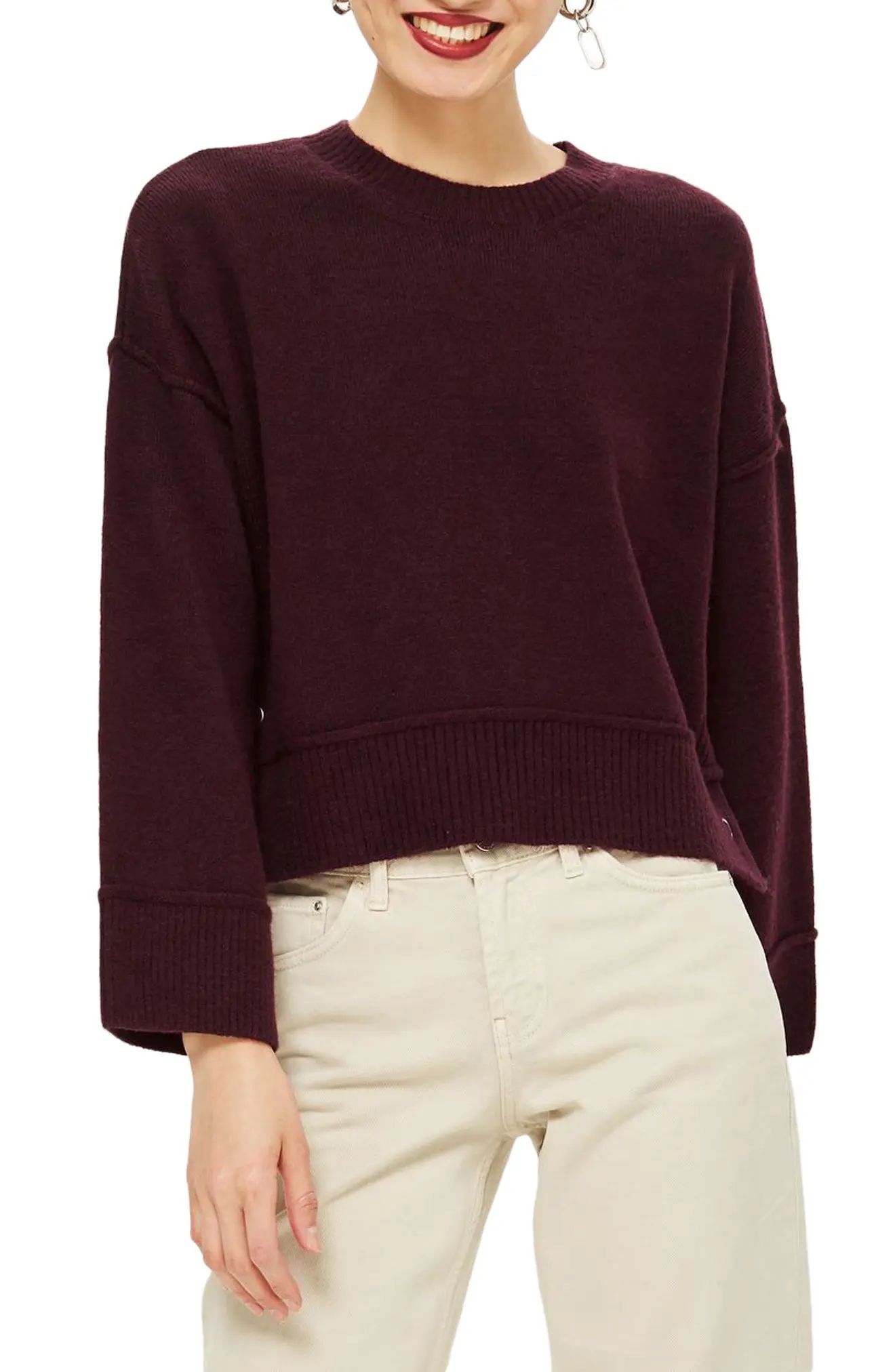 Topshop Mo Seam Detail Popper Sweater | Nordstrom