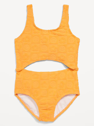 Textured Terry Cutout One-Piece Swimsuit for Girls | Old Navy (US)