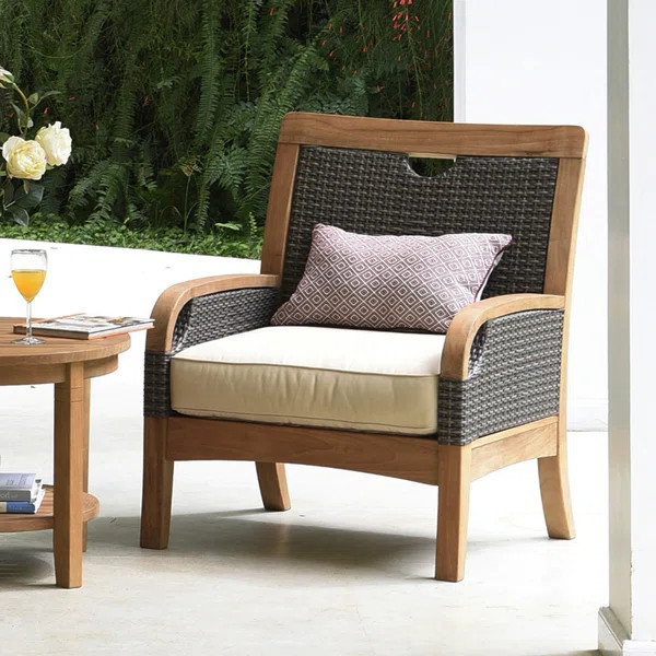 Colden Teak Premium All-Weather Wicker Outdoor Lounge Chair | Wayfair North America