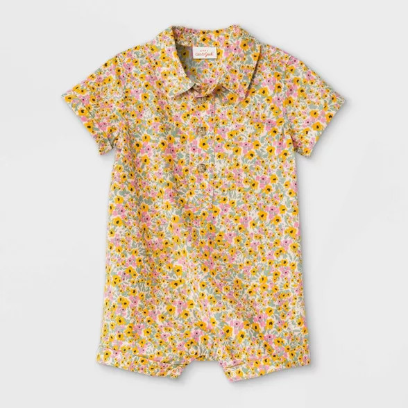 Baby Boys' Floral Woven Romper - Cat & Jack™ Yellow | Target
