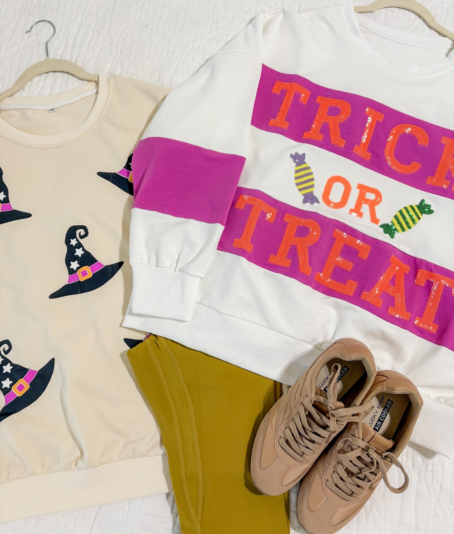 Found the cutest simple Halloween fits for those of us who want to be comfy cute this season! 🎃 👻 

I’m 5’4, around 180lbs, size 14 wearing:
XL in the Trick or Treat
XXL in the witch hat
XL in the leggings

#LTKHalloween #LTKMidsize #LTKFindsUnder50