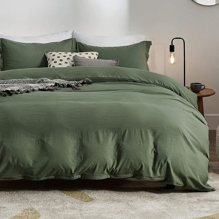 BEDSURE Olive Green Duvet Cover King Size - Soft Prewashed King Duvet Cover Set, 3 Pieces, 1 Duve... | Walmart (US)
