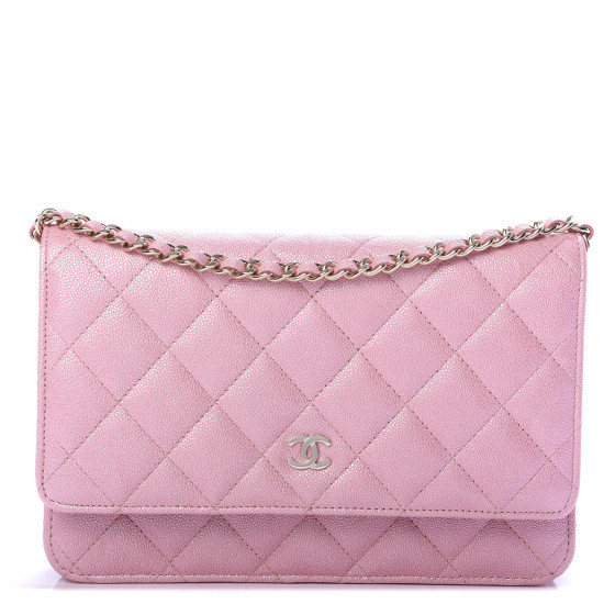 CHANEL Iridescent Caviar Quilted Wallet on Chain WOC Rose Pink | Fashionphile