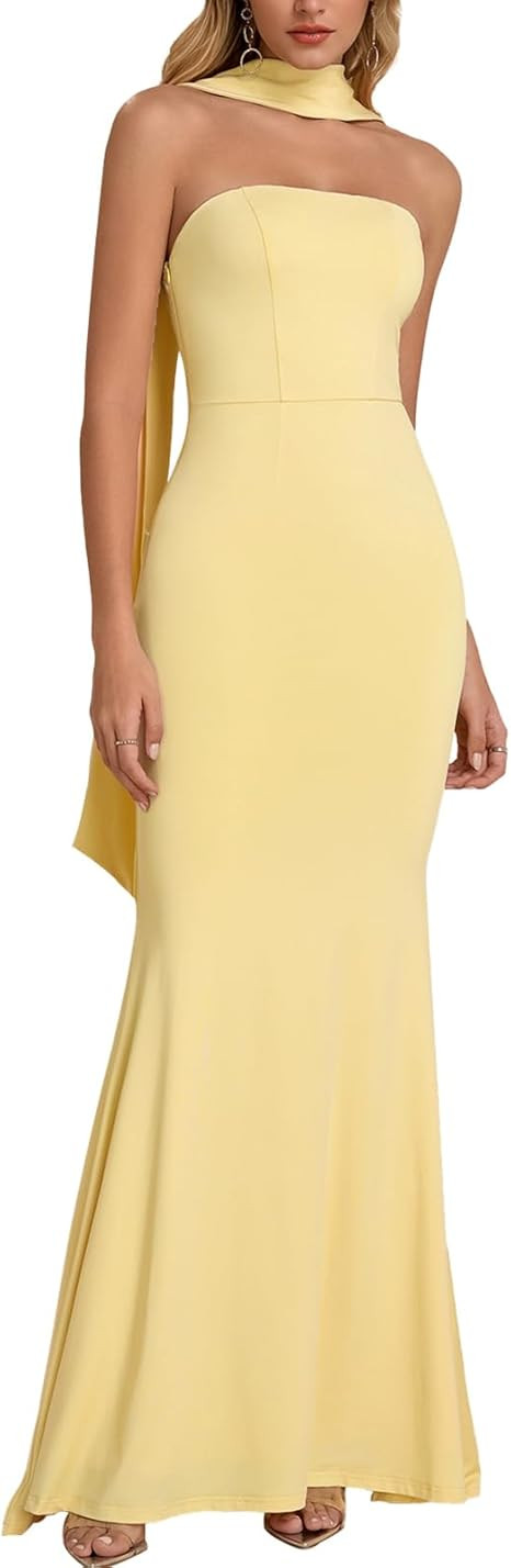 Auraxe 2026 Women's Bodycon Formal Maxi Dresses Elegant Tube Summer Wedding Guest Cocktail Party ... | Amazon (US)