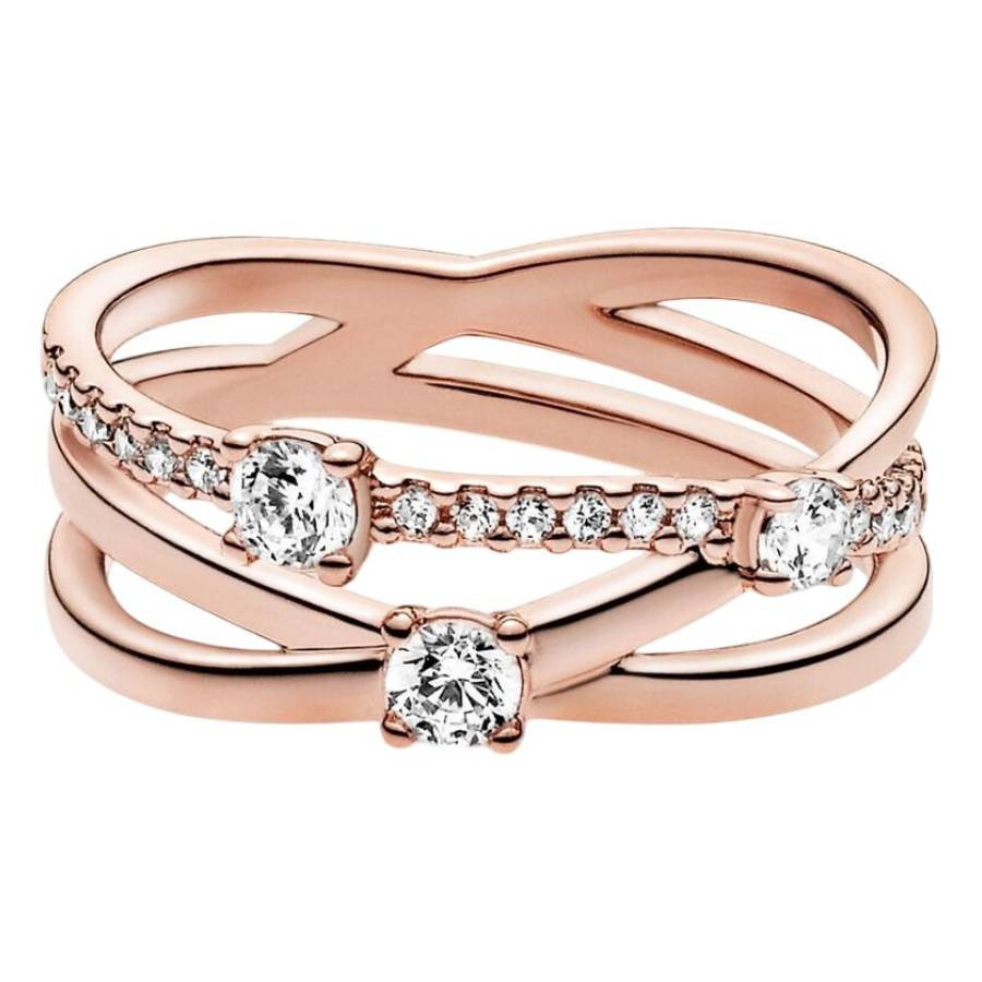 Pandora 14k Rose Gold-Plated Sparkling Triple Band Ring, Size 52 | Jomashop.com & JomaDeals.com