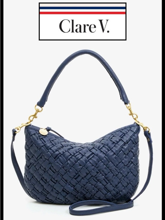 Clare V Petit Moyen in Navy Blue Leather | Poshmark