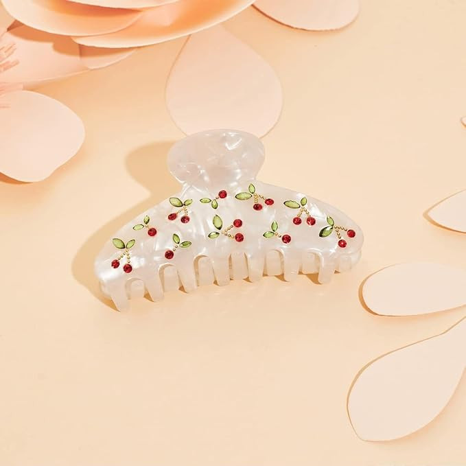 LILIE&WHITE Acrylic Hair Clips Claws For Women With The Rhinestone Pattern In Red Cherry Shape Ha... | Amazon (US)