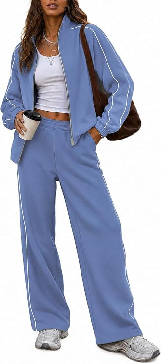 Fisoew Womens 2 Piece Outfits Sweatsuits Fall Travel Matching Sets | Amazon (US)
