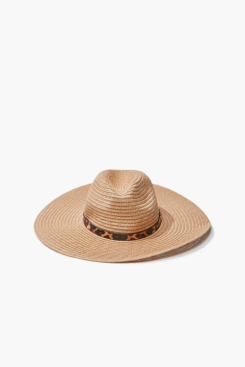 Faux Straw Leopard Print-Trim Hat | Forever 21 (US)