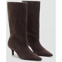 Mango Suede Ankle Boot With Kitten Heel - Brown | Very (UK)