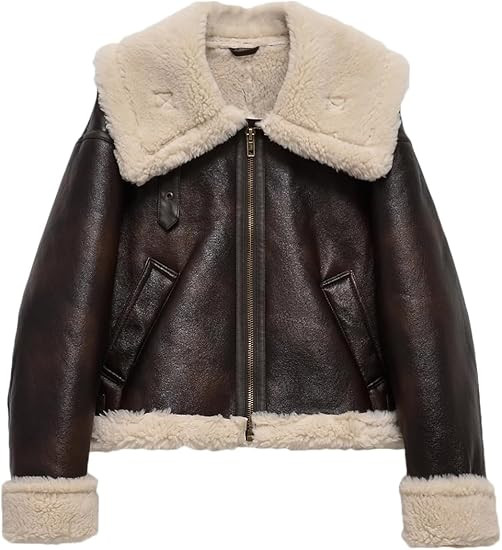 LY VAREY LIN Women Faux Leather Jacket with Faux Fur Lining Warm Winter Biker Coat | Amazon (US)