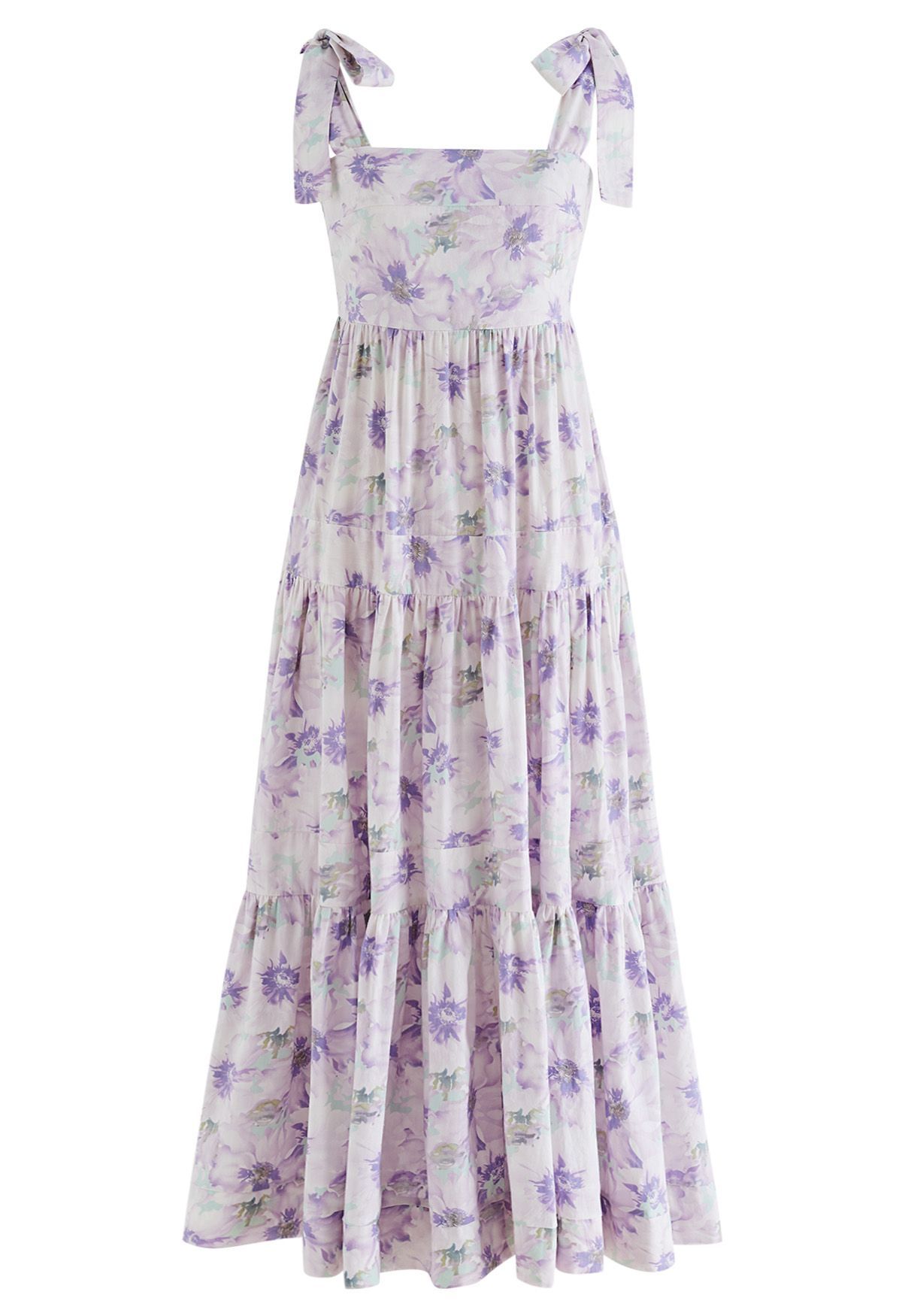 Lilac Blossom Tie-Strap Maxi Dress | Chicwish