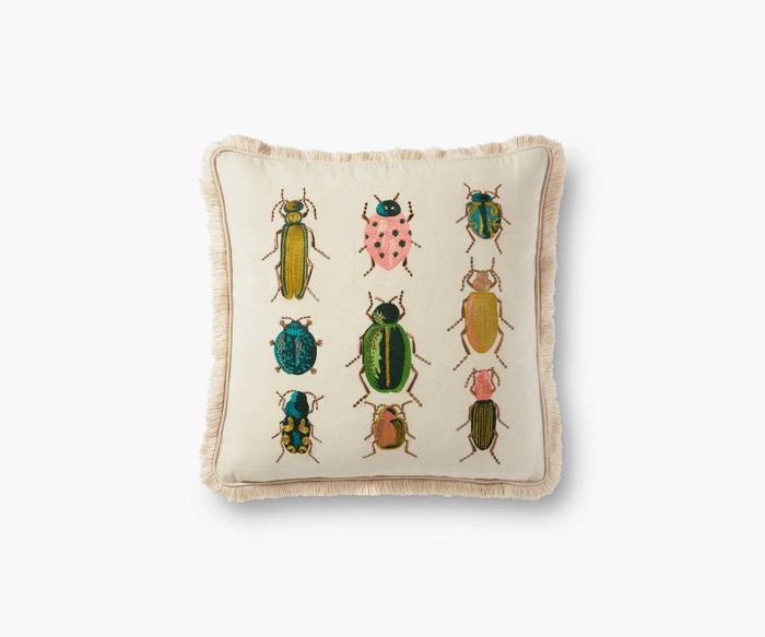 Beetles and Bugs Embroidered Pillow | Rifle Paper Co.