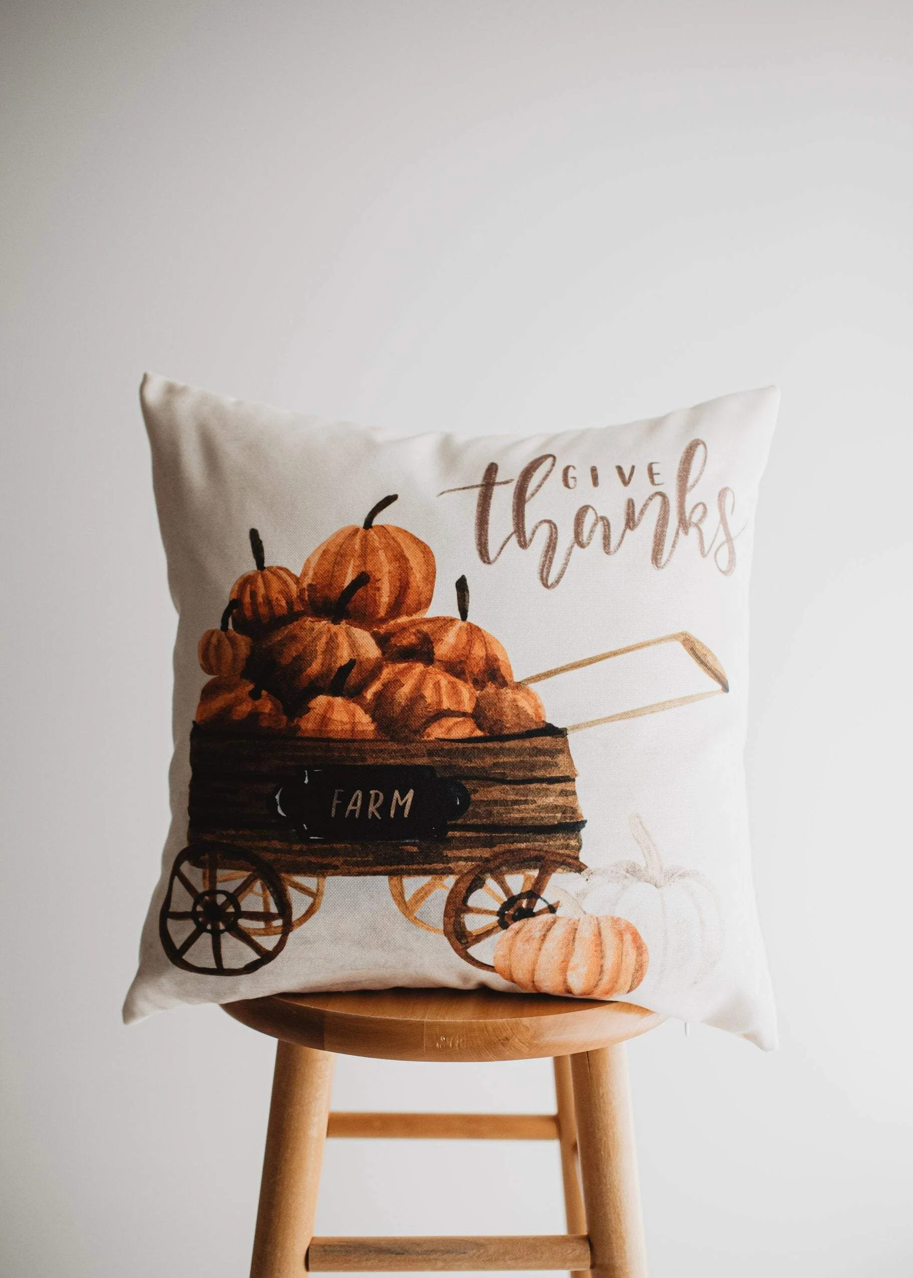 Give Thanks | Pumpkin Wagon Pillow | Farmhouse Pillows | Country Decor | Fall Throw Pillows | Cut... | Walmart (US)