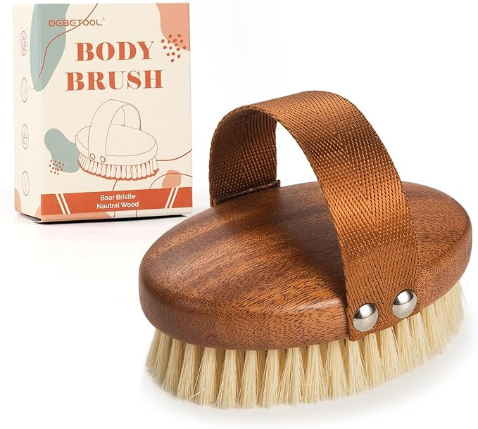 Dry Brushing Body Brush - Natural Boar Bristle Dry Body Brush for Lymphatic Drainage, Cellulite, ... | Amazon (US)