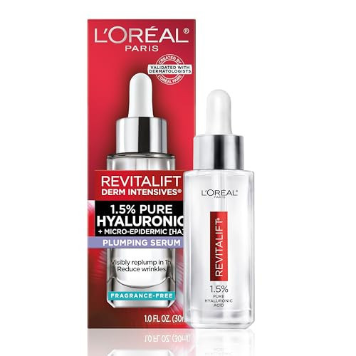 L'Oreal Paris Revitalift 1.5% Pure Hyaluronic Acid Serum for Face, Anti Aging Serum to Hydrate Skin & Reduce Wrinkles, Fragrance Free Skin Care for All Skin Types, 1 Oz | Amazon (US)