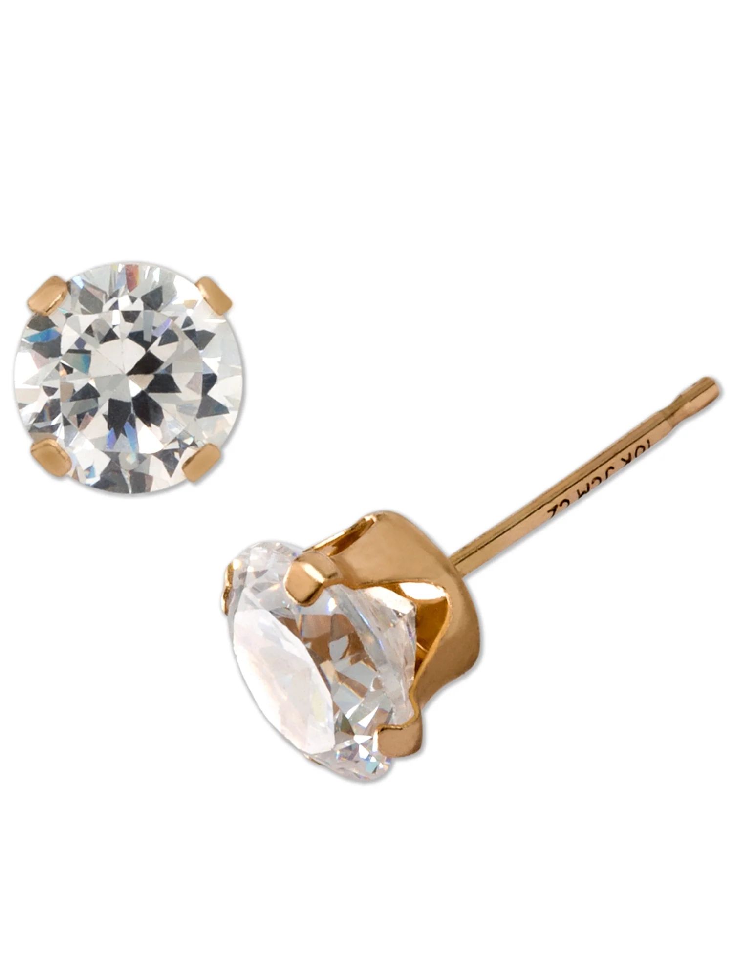 Brilliance Fine Jewelry 10K Gold-Plated Cubic Zirconia Stud Earrings | Walmart (US)