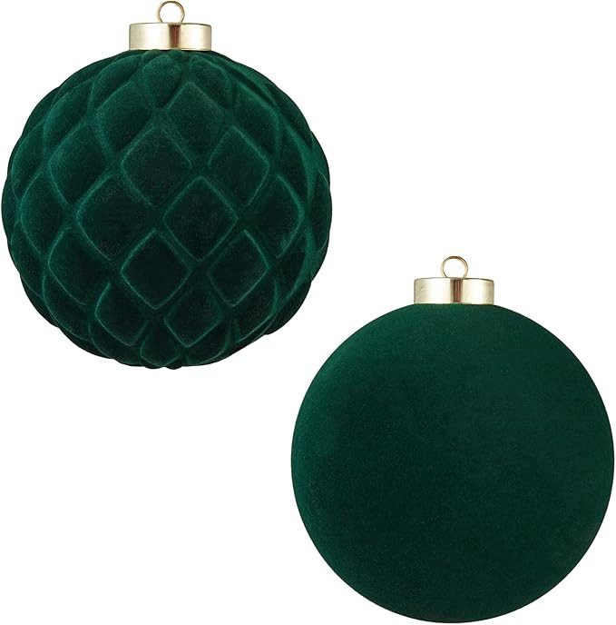 Large Velvet Christmas Ball Ornaments - 6 Inch Flocked Christmas Balls Shatterproof Decorative Ha... | Amazon (US)